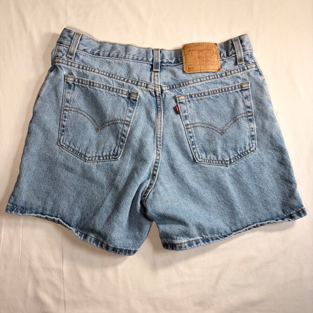 Vintage Levis 555 Guys Fit Denim Jorts Shorts USA Light Wash 14 MIS Y2K - Picture 2 of 11